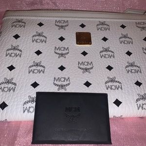 White Authentic MCM Pouch